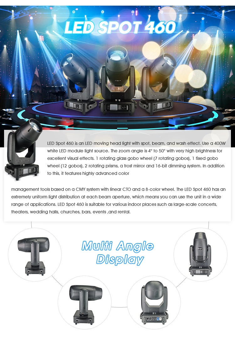 Professional High Power 400W LED Beam Spot Wash 3in1 Moving Head Light with CMY and CTO color